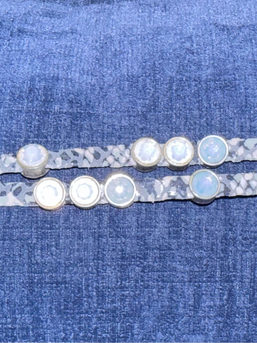 Snake-Print Double Wrap Bracelet with Gold Rivet Stones